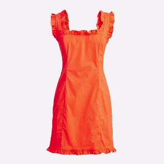 Ruffle-trim mini dress in stretch cotton poplin