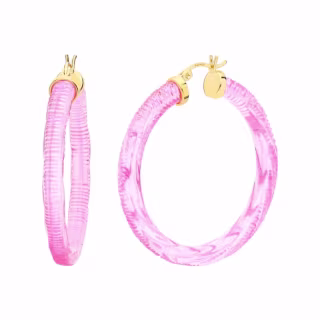 14K Yellow Gold Over Sterling Silver Painted Hoops