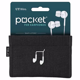 UT Wire Pocket Snap & Store Earphone Case Pouch, Black