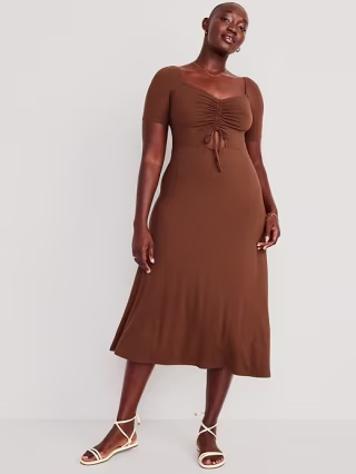 Fit & Flare Cutout-Front Midi Dress for Women