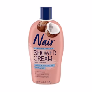 Nair Hair Remover Sensitive Formula Shower Power with Coconut Oil and Vitamin E - 12.6oz