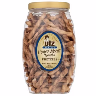 Utz Braided Honey Wheat Twists Pretzels Barrel - 24oz