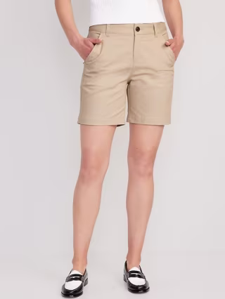 High-Waisted Uniform Bermuda Shorts for Women -- 7-inch inseam