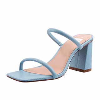 BCTEX COLL Women's High Heeled Sandal Two Strap Square Toe Slip on High-heeled Sandal High Heel Sandal Comfortable for Women(blu9)