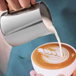 Zulay 12-oz Milk Frothing Pitcher Stainless Steel - Best Milk Frother Steamer Cup - Easy to Read Creamer Measurements Inside - Foam Making for Coffee Matcha, Chai, Cappuccino, Lattes (Black)