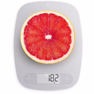 Greater Goods Gray Food Scale - Digital Display Shows Weight in Grams, Ounces, Milliliters, and Pounds | Perfect for Meal Prep, Cooking, and Baking | A Kitchen Necessity Designed in St. Louis