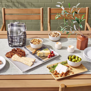 Mixed Pattern Bamboo-Melamine Serving Tray Set