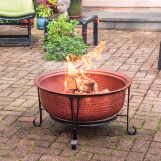 Pyrite Round Wood Burning Fire Pit with Lid