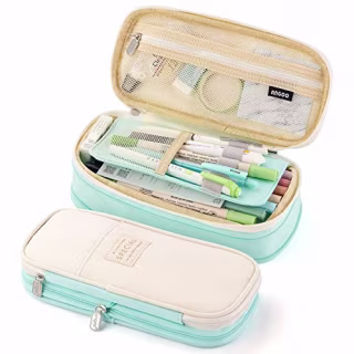 EASTHILL Big Capacity Pencil Pen Case Office College School Large Storage High Capacity Bag Pouch Holder Box Organizer Blue (Cyan)