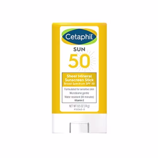 CETAPHIL Sheer Mineral Sunscreen Stick for Face & Body , 0.5oz , 100% Mineral Sunscreen: Zinc Oxide & Titanium Dioxide , Broad Spectrum SPF 50 , For Sensitive Skin