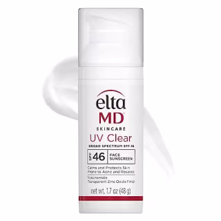 EltaMD UV Clear Face Sunscreen, SPF 46 Oil Free Sunscreen with Zinc Oxide, Protects and Calms Sensitive Skin and Acne-Prone Skin, Lightweight, Silky, Dermatologist Recommended, 1.7 oz Pump