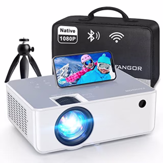 FANGOR 1080P HD Projector, WiFi Bluetooth Projectors, Max 230\"Projection Screen Portable Home Theater Video Movie Proyector With Tripod, Compatible with HDMI, VGA, USB, Laptop, iOS & Android Phone