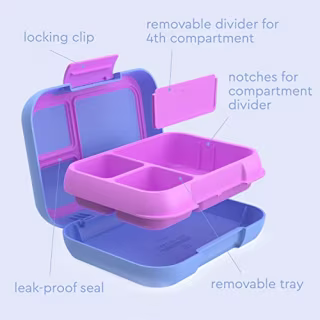 Bentgo(R) Pop - Bento-Style Lunch Box for Kids 8+ and Teens - Holds 5 Cups of Food with Removable Divider for 3-4 Compartments - Leak-Proof, Microwave/Dishwasher Safe, BPA-Free (Periwinkle/Pink)
