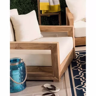 Montford Cushioned Teak Indoor/Outdoor Armchair