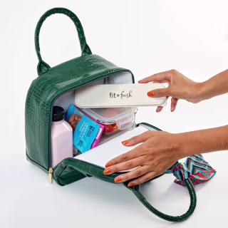 Fit & Fresh Lyon Luxe Lunch Bag with Travel Utensils and Case - Emerald Green