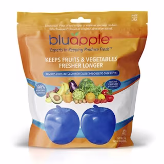 Bluapple Produce Saver 2-Pack - Keeps Fruits &amp; Vegetables Fresh Longer in Refrigerator Crisper, Shelves, and Fruit Bowls, Lasts up to 3 Months, Ethylene Gas Absorber, BPA Free, Made in USA