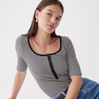 Vintage rib henley T-shirt in stripe