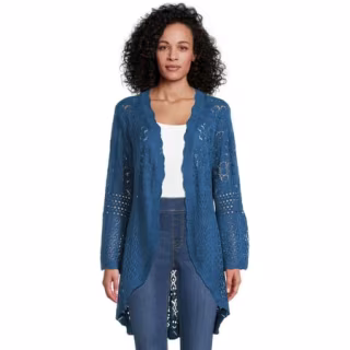 The Pioneer Woman Bell Sleeve Crochet Cardigan Sweater, Lightweight, Women's