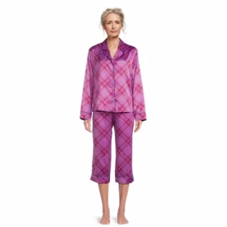 The Pioneer Woman Long Sleeve Satin Top and Pants Pajama Set, Women's, 2-Piece