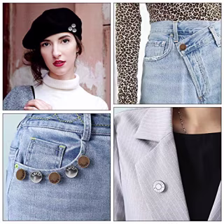 TOOVREN Upgraded 8 Sets Button Pins for Jeans Pants