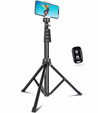 Sensyne 62" Phone Tripod & Selfie Stick, Extendable Cell Phone Tripod Stand with Wireless Remote and Phone Holder, Compatible with iPhone Android Phone, Camera (Black)