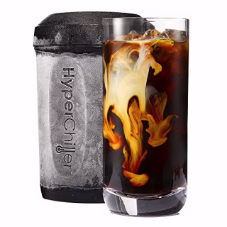 HyperChiller HC2 Patented Coffee/Beverage Cooler Ready in One Minute, Reusable for Iced Tea, Wine, Spirits, Alcohol, Juice, 12.5 oz, Black