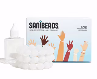 3 Pack Wearable Refillable Hand Sanitizer Beaded Silicone Bracelets and Refill Bottle (Hand Sanitizer Not Included)