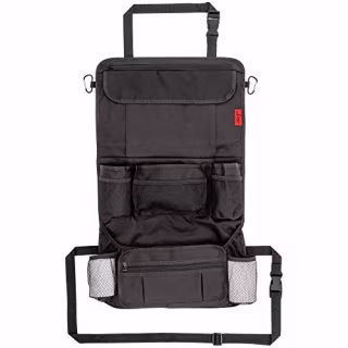 Lusso Gear Heavy Duty Back Seat Car Organizer - Extra Large for Powerful Protection - Sag Proof & Reinforced Corners - Protects iPad & Backseat - 12 Versatile Car Seat Organizer Storage Compartments