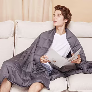 ZonLi Adults Weighted Blanket 20 lbs(60''x80'', Grey, Queen Size), Cooling Weighted Blanket for Adult
