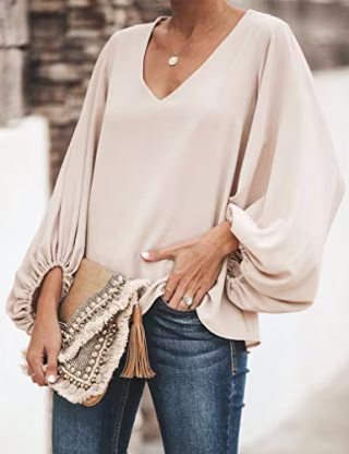 Qearal Balloon Sleeve Blouse