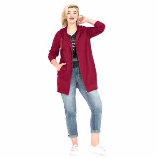 Ellos Women's Long Zip Front Hoodie