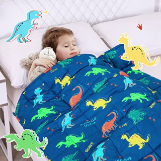 Kivik Kids Weighted Blanket 3 lbs 36x48 inches for 20-40 lbs Child,Dinosaur Print Blue Heavy Blanket for Toddler and Children Calming and Sleeping,Blue Dinosaur 36"x48"
