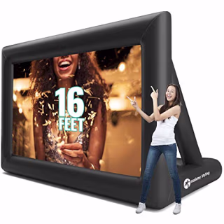 Holiday Styling: Outdoor Projector Screen - Outdoor Movie Screen - TV Projection Screen - Inflatable Portable Projector Screen for Family Movies - Premium Grade 200 inch Diagonal (16ft) Front + Rear