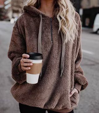 Oversized Sherpa Hooded Sweatshirt