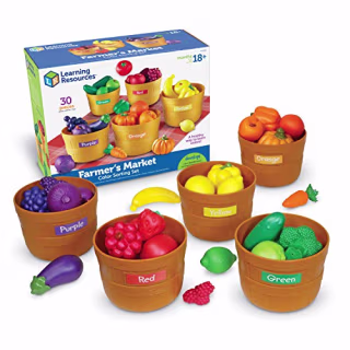 Learning Resources Farmer's Market Color Sorting Set - 30 Pieces Age 18+ Months Toddler Learning Toys, Sorting Toys for Kids, Daycare Toys,Back to School