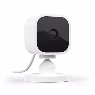 FOR BFCM BACON - Blink Mini - Compact indoor plug-in smart security camera, 1080p HD video, night vision, motion detection, two-way audio, easy set up, Works with Alexa - 1 camera (White)