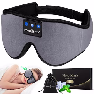 MUSICOZY Sleep Headphones Bluetooth Headband Sleeping Headphones Sleep Mask, Wireless Eye Mask Earbuds for Side Sleepers Men Women Office Nap Air Travel Cool Tech Gadgets Unique Gifts Boys Girls Gray