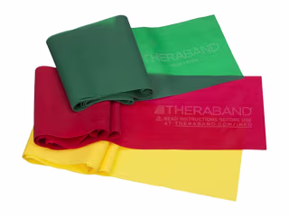 TheraBand Resistance Band Set, Professional Latex Elastic Bands for Upper & Lower Body, Core Exercise, Physical Therapy, Lower Pilates, At-Home Workouts, & Rehab, 5 Foot, Yellow, Red & Green, Beginner