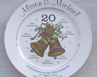 Personalised China Wedding (20th Anniversary) Bone Plate