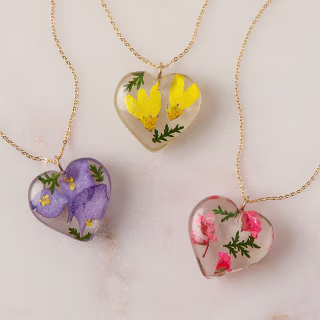 Birth Month Flower Heart Necklace