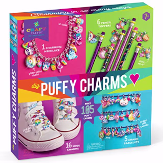 Craft-tastic - DIY Puffy Charms Craft Kit - Design a Necklace, 5 Charm Bracelets, 6 Pencil Toppers & 16 Shoelace Charms with 210 Puffy Stickers - Fun Activity for Kids - Creative Arts & Crafts Gift