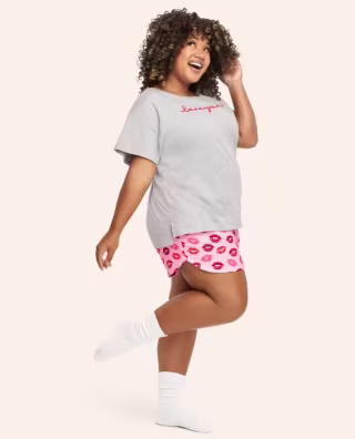 Womens Flannel Pajama Shorts - Pink Admirer