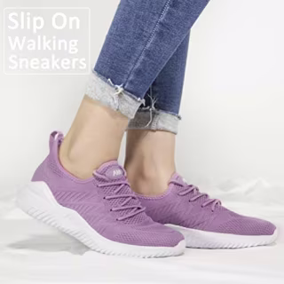 Akk Womens Walking Tennis Shoes - Slip On Memory Foam Lightweight Casual Sneakers for Gym Travel Work