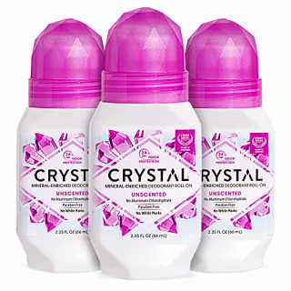 CRYSTAL Deodorant - Mineral Roll on Vegan Deodorant for Women and Men, Unscented - 2.25 fl. oz. (3 Pack) (Packaging May Vary)