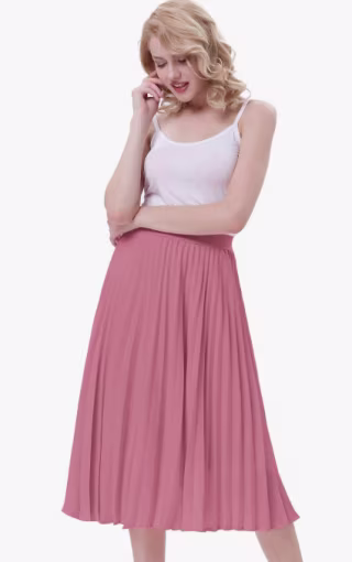 Pleated A-Line Swing Skirt