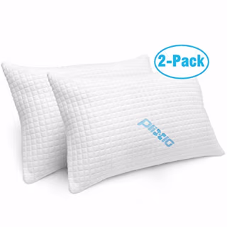 2 Pack Shredded Memory Foam Bed Pillows for Sleeping - Bamboo Cooling Hypoallergenic Sleep Pillow for Back and Side Sleeper - Queen Size