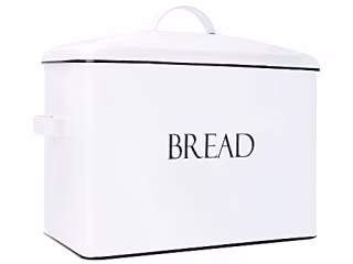 Outshine Extra Large Bread Box White | Countertop Space-Saving Vintage Metal Bread Bin | High Capacity Bread Storage - Holds 2+ Loaves | Farmhouse Bread Box for Kitchen Countertop | Housewarming Gift