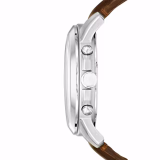 Fossil Men's Grant Quartz Stainless Steel and leather Dress Watch Color: Silver, Brown (Model: FS4735IE)