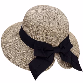 Verabella Sun Hat Womens Wide Brimed Floppy Hat Women's Hats UPF 50+ Packable Straw Sun Hats for Women Beach Hat Pool Hat Straw Hat for Vacation, Beige/Coffee