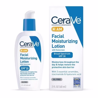 CeraVe AM Facial Moisturizing Lotion SPF 30 | Oil-Free Face Moisturizer with Sunscreen | Non-Comedogenic | 3 Ounce